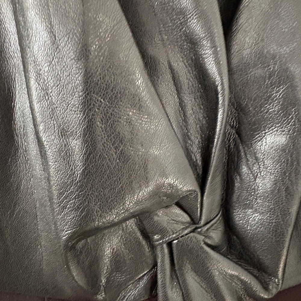 Donna Karan New York Womens Faux Leather Wide Leg Jumpsuit Black Size 10 Classic - Picture 8 of 13